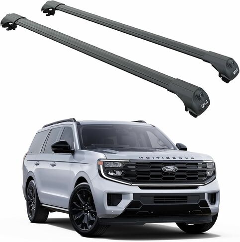 Fits Ford Expedition 2007–2025 Roof Rack Cross Bars – Raised Roof Rails Only, 330 lb Capacity, Lockable Aluminum, T-Slot Channel, No-Drill Install (Silver, Gen 5, 2025-UP) in Saudi Arabia