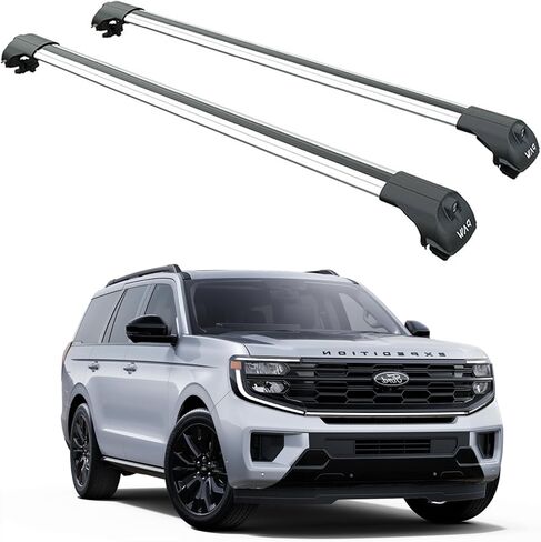 Fits Ford Expedition 2007–2025 Roof Rack Cross Bars – Raised Roof Rails Only, 330 lb Capacity, Lockable Aluminum, T-Slot Channel, No-Drill Install (Silver, Gen 5, 2025-UP) in Saudi Arabia