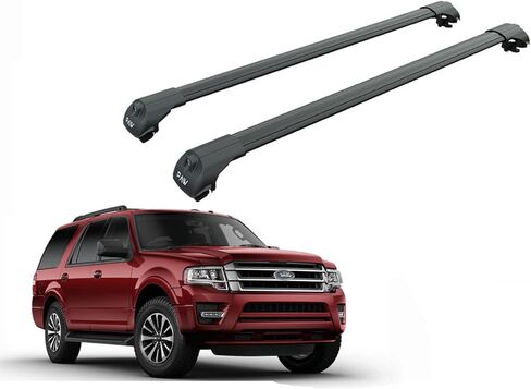 Fits Ford Expedition 2007–2025 Roof Rack Cross Bars – Raised Roof Rails Only, 330 lb Capacity, Lockable Aluminum, T-Slot Channel, No-Drill Install (Silver, Gen 5, 2025-UP) in Saudi Arabia