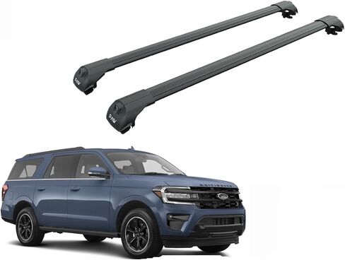 Fits Ford Expedition 2007–2025 Roof Rack Cross Bars – Raised Roof Rails Only, 330 lb Capacity, Lockable Aluminum, T-Slot Channel, No-Drill Install (Silver, Gen 5, 2025-UP) in Saudi Arabia