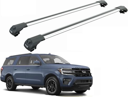 Fits Ford Expedition 2007–2025 Roof Rack Cross Bars – Raised Roof Rails Only, 330 lb Capacity, Lockable Aluminum, T-Slot Channel, No-Drill Install (Silver, Gen 5, 2025-UP) in Saudi Arabia