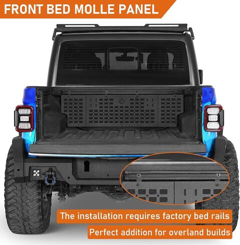 رف شحن بلوحة MOLLE للسرير الأمامي من Hooke Road Gladiator لـ 2020-2026 Jeep Gladiator JT (قضبان السرير فقط) - منظم شاحنة تخزين الأمتعة من الفولاذ الصلب in Kuwait