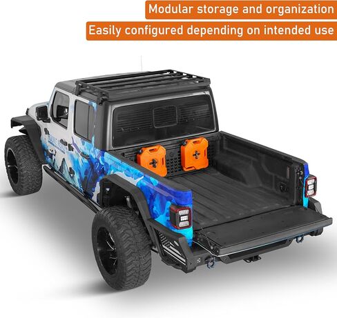 رف شحن بلوحة MOLLE للسرير الأمامي من Hooke Road Gladiator لـ 2020-2026 Jeep Gladiator JT (قضبان السرير فقط) - منظم شاحنة تخزين الأمتعة من الفولاذ الصلب in Kuwait