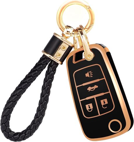 For Buick Chevy Key Fob Cover with Keychain, Key Fob Case Cover Fits for Buick Encore Chevrolet Chevy Cruze Sonic Trax Malibu GMC Terrain Car Accessories Flip Smart Key, Purple Black in Saudi Arabia