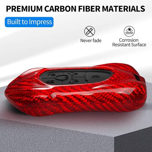 T-carbon Glass Fiber Key Fob Cover Fits for Corvette C8 6-Button Smart Key, Compatible with C8 Stingray Z51 Z06 2020–2026, Lightweight Protective Case, Red in Kuwait