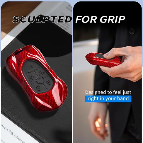 T-carbon Glass Fiber Key Fob Cover Fits for Corvette C8 6-Button Smart Key, Compatible with C8 Stingray Z51 Z06 2020–2026, Lightweight Protective Case, Red in Kuwait