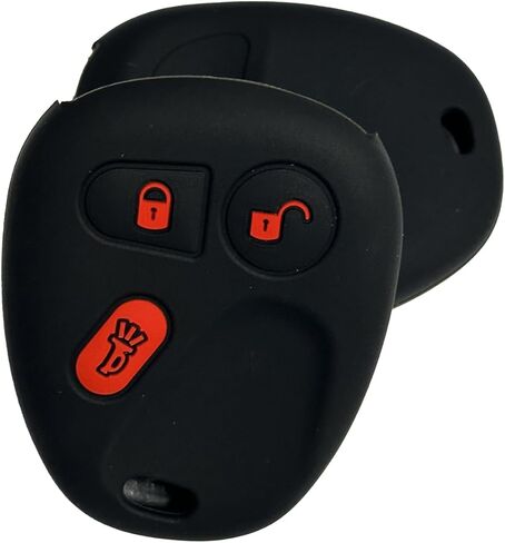 غطاء مفتاح Fob لـ Tahoe Avanlanche: 3 أزرار حافظة عن بعد تناسب Chevy Astro Equinox Silverado Suburban Traiblazer GMC Sierra Yukon Envoy Hummer H2 2002 إلى 2009 10377295 15132198 (أسود1) in Kuwait