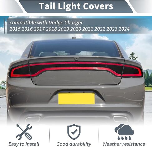 Tail Light Cover for Dodge Charger 2015-2024 Smoked Rear Light Guards for Dodge Tail Light Guard ABS Smoked Black in Kuwait