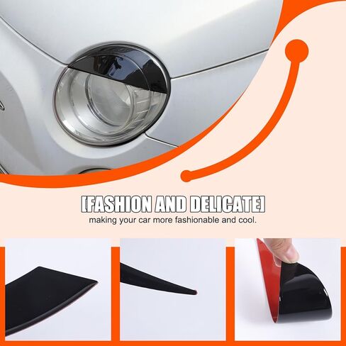 متوافق مع فيات 500 2007 2008 2009 2010 2011 2012 2013 2014 2015 PVC الجبهة العلوي الحاجب الديكور غطاء الكسوة ملصق in Kuwait