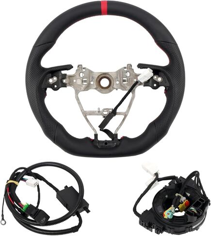 ترقية استبدال عجلة القيادة الجلدية عالية الطيران لسيارة Toyota RAV4 2019-2025 (غير مناسبة RAV4 Prime)، Camry 2018-2024 (شريط أحمر، مع وظيفة ساخنة) in Kuwait