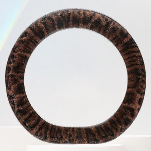 Leopard Print Car Steering Wheel Cover with Anti-Slip Rubber Ring Winter Warm Plush Auto Accessories Universal 15 Inch(O-Yellow) in Saudi Arabia