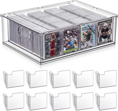 Chunful 1 Set Trading Card Storage Box with Card Box Dividers, 3200 Count Cardboard Pull-out Drawer Organizer, Stackable Case Compatible with MTG, TCG, Baseball, and Sports Cards Collection in Kuwait