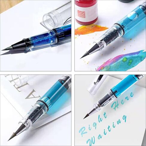 NUOBESTY 15 Pcs Refillable Watercolor Brush Pens for Calligraphy Painting Drawing with Transparent Body and Large Ink Capacity in Kuwait
