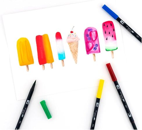 Tombow Art Marker Collection: Primary 10 Piece Dual Brush Pen Set with Blending Palette Kit in Kuwait