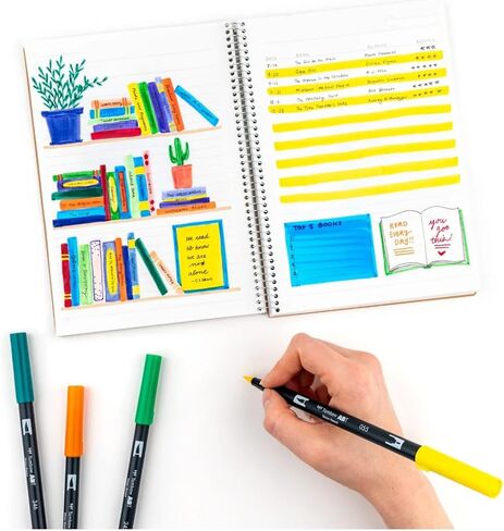 Tombow Art Marker Collection: Primary 10 Piece Dual Brush Pen Set with Blending Palette Kit in Kuwait