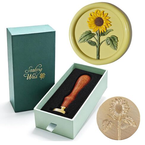 3D Flower Wax Seal Stamp - Vintage Embossed Brass Head & Wooden Handle, Ideal for Wedding Invitations, Letters & Crafts in Saudi Arabia