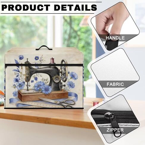 Sewing Machine Cover Protective Cover with Organizer Pocket for Most Standard Machines Easy to Clean Gift for Women,Sewing Machine Blue Daisy in Saudi Arabia