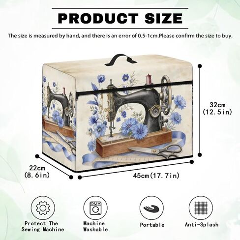 Sewing Machine Cover Protective Cover with Organizer Pocket for Most Standard Machines Easy to Clean Gift for Women,Sewing Machine Blue Daisy in Saudi Arabia