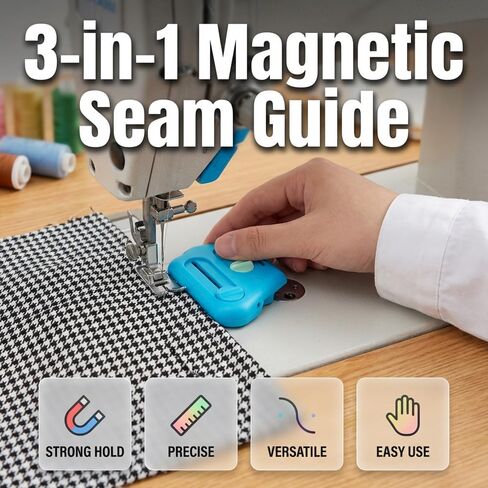 Spwejsr Magnetic Seam Guide for Sewing Machine, Multifunctional Polygonal Hemmer Guide with Scale, Universal Sewing Quilting Supplies Accessories Tool for Accurate Seam Allowance (Mix- 3PCS) in Kuwait