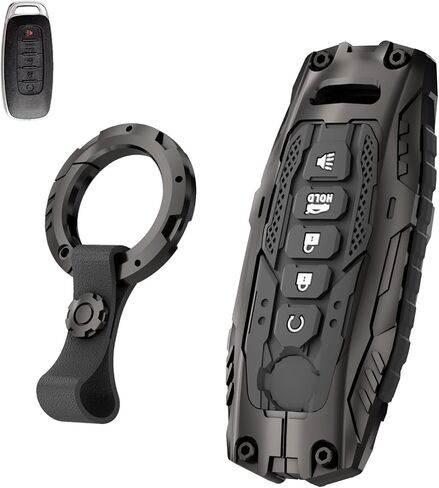 Heavy Key Fob Cover for Nissan Rogue Pathfinder 2023-2026 and Sentra 2024-2026, 5 Button Zinc Alloy Car Key Case Protector with Keychain (Black) in Kuwait