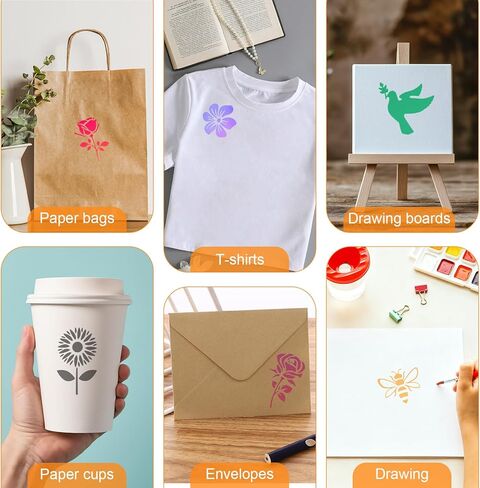 80 Pack Reusable Painting Stencils, DIY Craft Stencil Set in Multiple Sizes, Plastic Templates for Drawing on Wood, Fabric, Canvas, Wall, Scrapbooking, Art & Home Decor in Saudi Arabia