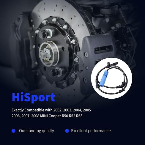 HiSport Front ABS Wheel Speed Sensor - Compatible with Mini Cooper 2002-2008, 34526756384 5S11087 SU12540 0844073 ALS2383 SS20123 in Kuwait