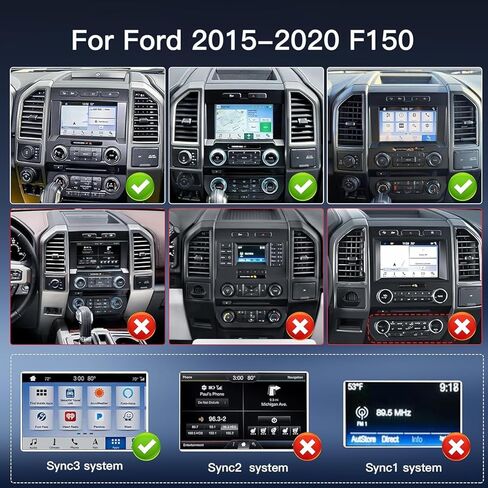 12″ OEM-Style Lincoln in-Car Screen Upgrade for Ford F150/F250 2015–2020, Compatible with SYNC3 System, 8″ to 12″ Direct Replacement, Lincoln Design & Plug and Play（8inch） in Saudi Arabia