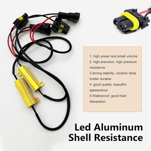 2 PCS Car LED Light Bulb Decoders, 9005/9006 Anti-flicker Error Warning Canceller, Carlight LED Load Resistor and Harness Kit, Universal Plug and Play Adapter for Most Cars (Black) in Saudi Arabia