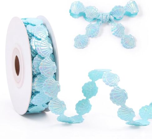10 Yards Blue Shell Ribbons, Shell Shape Lace Ribbons Summer Sea Trim Garland Rope Gift Wrapping Ribbon for Wedding Birthday Party Decoration in Saudi Arabia