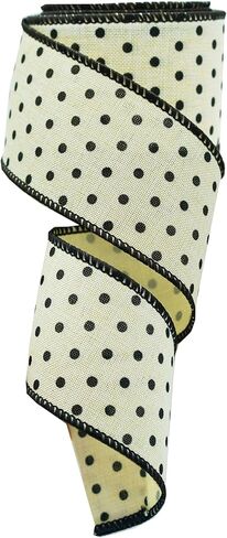 2" x 10 Yards Black and Brown Mini Dot Wired Ribbon for Craft, Wrapping Decorations in Saudi Arabia
