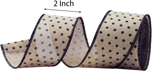 2" x 10 Yards Black and Brown Mini Dot Wired Ribbon for Craft, Wrapping Decorations in Saudi Arabia