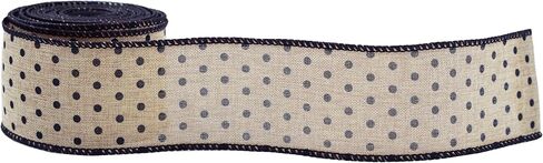 2" x 10 Yards Black and Brown Mini Dot Wired Ribbon for Craft, Wrapping Decorations in Saudi Arabia