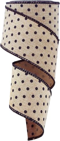 2" x 10 Yards Black and Brown Mini Dot Wired Ribbon for Craft, Wrapping Decorations in Saudi Arabia