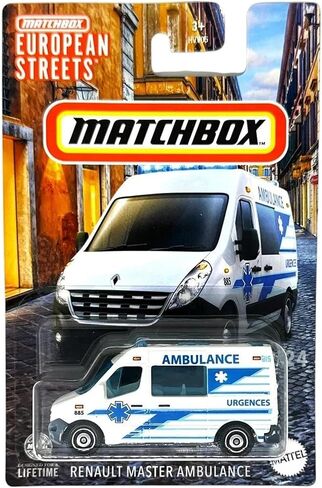 Matchbox European Streets Die-Cast Cars Collection, 6-Pack Bundle, Renault Master Ambulance, Megane, Citroen, Audi Models HVV05-979D | Renault Master Ambulance, Megane, Citroen, Audi Models in Kuwait