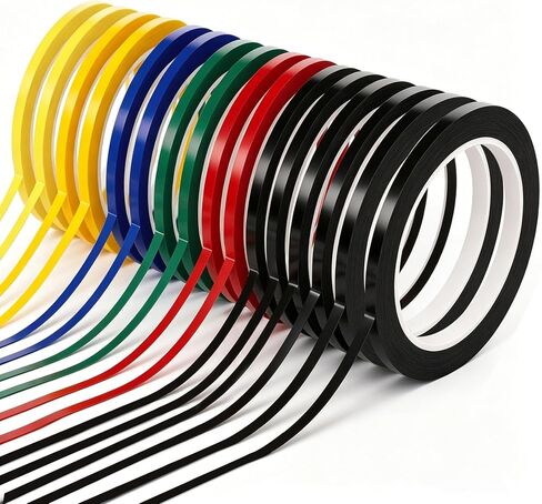 16 Rolls Whiteboard Tape, 1/8 Inch Dry Erase Board Tape, 164 Ft per Roll, 2624 Ft Total, Thin Pinstripe Tape for White Board Lines, Grid Marking, Chart Tape, Black & Assorted Colors in Saudi Arabia