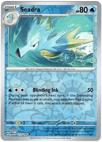 Pokemon - Seadra 117/165 - Pokemon 151 - Reverse Foil - Single Card in Kuwait