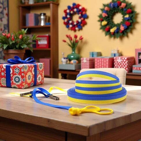 Ukrainian Flag Color Ribbon, 9mm and 25mm Widths, 5 Yards Each Roll, Royal Blue and Golden Yellow Fabric Ribbons for DIY Crafts, Decor, Embellishments and Trim in Saudi Arabia
