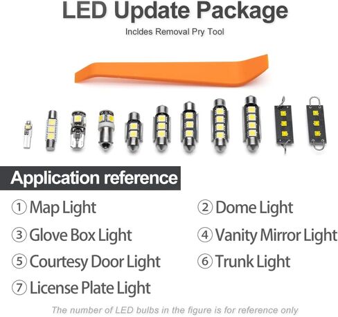 14pcs LED Interior Lights Bulb Kit for Nissan Altima 2002 2003 2004 2005 2006 Map Dome Door Trunk Cargo License Plate Lights Super Bright White LED Interior Light Bulbs + Install Tool in Kuwait
