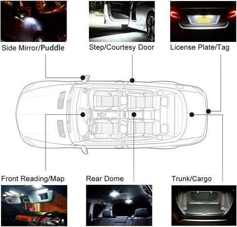 14pcs LED Interior Lights Bulb Kit for Nissan Altima 2002 2003 2004 2005 2006 Map Dome Door Trunk Cargo License Plate Lights Super Bright White LED Interior Light Bulbs + Install Tool in Kuwait