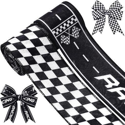 2 Rolls 10 Yards Golf Wired Edge Ribbon 2.5 Inch Golf Ball Trophy Fabric Ribbon Blue Green Checkered Craft Ribbon for Golfer Gift Wrapping Sports Events Themed Party Decorations in Saudi Arabia