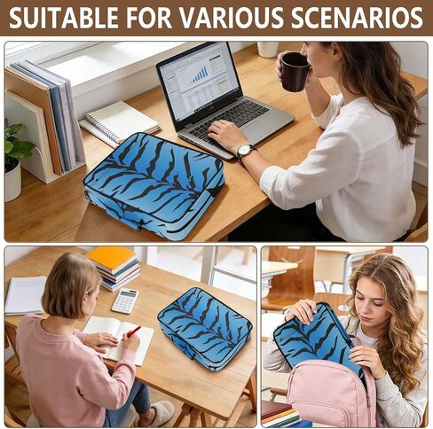 ALAZA Blue Tiger Stripes Black Pattern 3 Ring Binder Bag with 7-Pocket Accordion File Organizer, Letter Size, Expandable Filing Folder Portfolio & Case Ring Binders in Kuwait
