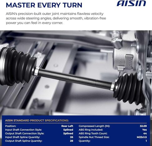 AISIN AFTERMARKET CVAZ-01476 Rear Left CV Axle Assembly - Compatible with Mazda CX-9 2011-2015 in Kuwait