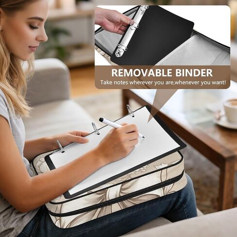 ALAZA Bow Pattern Beige Flower 3 Ring Binder Bag with 7-Pocket Accordion File Organizer, Letter Size, Expandable Filing Folder Portfolio & Case Ring Binders in Kuwait