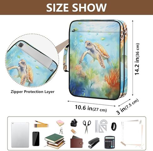 حقيبة ALAZA Marine Animals Turtle 3 Ring Binder مع منظم ملفات الأكورديون 7 جيوب، حجم الحروف، محفظة ملفات قابلة للتوسيع ومجلدات حلقية in Kuwait