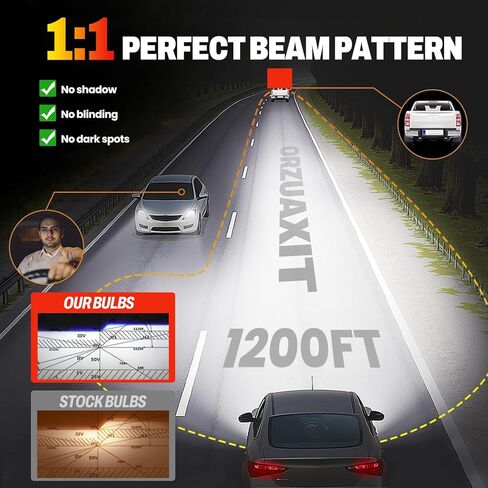 Headlight Bulb Fit For GMC Terrain 2010 2011 2012 2013 2014 2015 2016 2017 2018 High Beam Low Beam Headlamp Set, 6000K White Light Halogen Bulb 65W, 300% Brightness, 4-Pack in Saudi Arabia