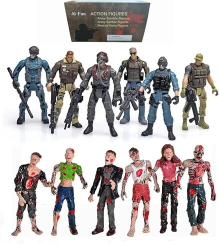 12PCS Action Figures Set, Special Force Soldier Figures, Fighting with Zombie Dead and Mercenary Figures Action Figures for Kids (Zombie and Mercenary) in Saudi Arabia
