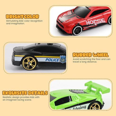Die Cast Toy Cars with 2 Catapult Launchers, 8 Pack 1:64 Alloy Mini Race Cars with Traffic Sign Accessories and Stickers, Metal Car Playset for Boys Girls Ages 3+, Birthday Party Favor Gift in Saudi Arabia
