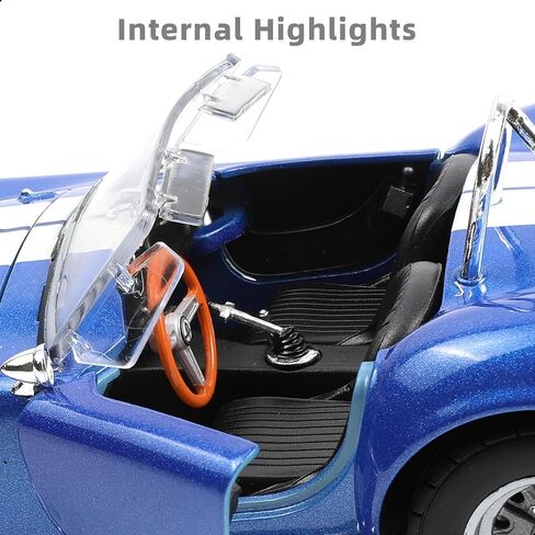 1/24 Car Model Toy for Shelby Cobra 427 S/C Alloy Metal Diecast Car Model Vintage Racing Auto Toy Classic Vehicle Model Collection Gift Ornament for Adult and Kid(Blue) in Saudi Arabia