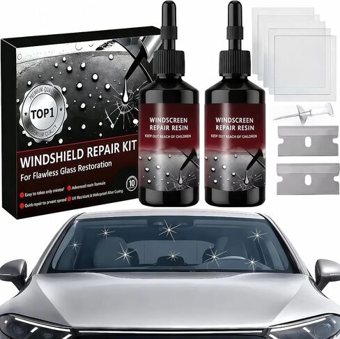 Windshield Chip Repair Kit – 2PCS Nano Glass Repair Liquid for Car Windshield Crack, Rock Chip & Glass – Quick DIY Fix for Chips, Cracks, Mirrors in Saudi Arabia