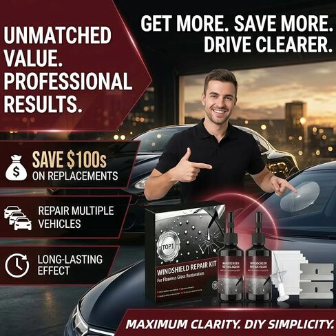 Windshield Chip Repair Kit – 2PCS Nano Glass Repair Liquid for Car Windshield Crack, Rock Chip & Glass – Quick DIY Fix for Chips, Cracks, Mirrors in Saudi Arabia